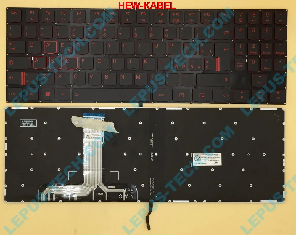 Оригинальная клавиатура IT UK с итальянской подсветкой для LENOVO Y520 15 R720 Y720 красной