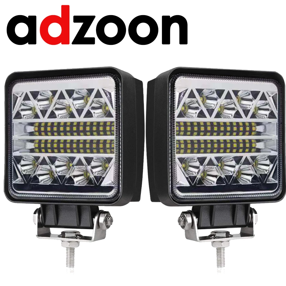 Adzoon 4 дюйма 126w светодиодный рабочий светильник 10 30V 4WD 12v для внедорожников, принт грузовика, автобуса, лодка туман светильник автомобильный светильник в сборе