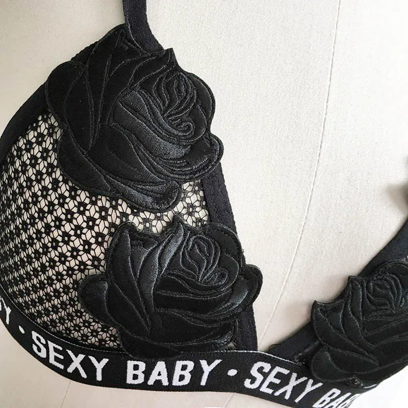 SIMPVALE сексуальные кружевные бюстгальтеры с вышивкой розы женские облегающие