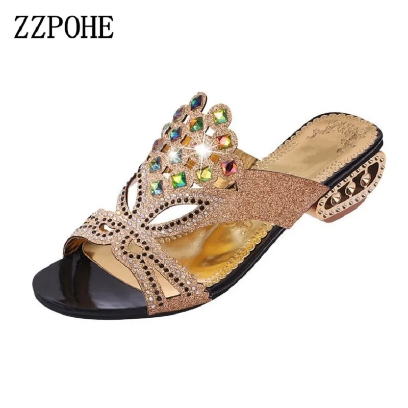 

ZZPOHE Summer new women's shoes female leather soft soles mother slippers slope with the elderly skid comfortable slippers