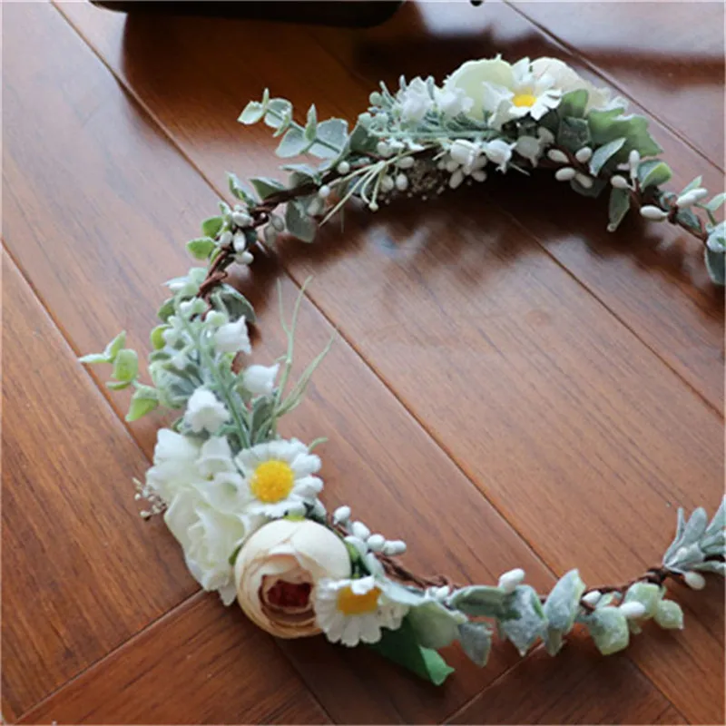 CC Engagement Jewelry Tiara Crown Fairy White Rose Leaf Wedding Hair Accessories For Bridal Seaside Beach Party Gifts Diy mq039 |