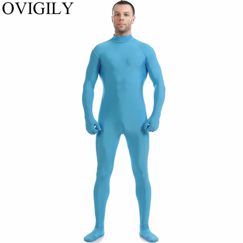 Мужские черные боди OVIGILY с длинным рукавом из лайкры высоким воротником