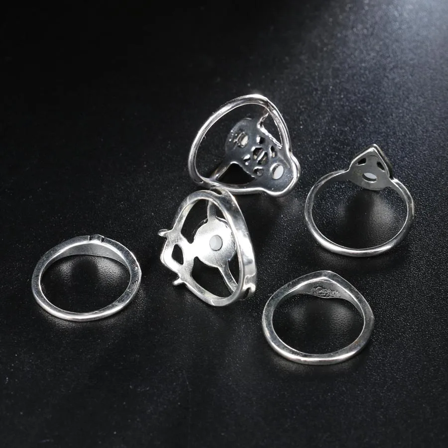 Модное женское кольцо-миди винтажное серебряное 7 цветов 5 шт./компл. | Украшения и