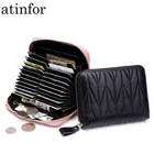 Женский кошелек на молнии, из натуральной кожи, с отделением для монет и 24 слотами для карт, RFID