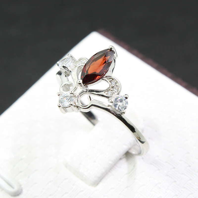 VVS Wine red garnet ring 4 mm * 8 natural crown for woman 925 sterling silver jewelry engagement gift | Украшения и аксессуары