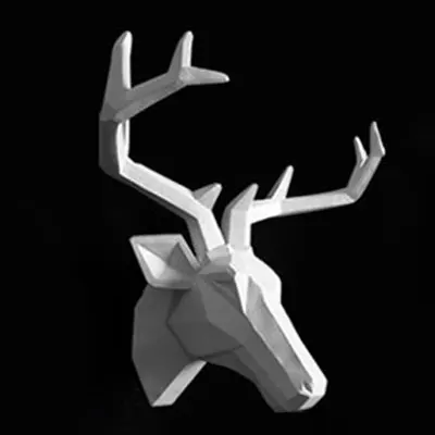 Животные настенный Декор 3D голова оленя Hirschkopf художественный салон Гостиная Офис детская комната белый и черный короткий фон - Цвет: A