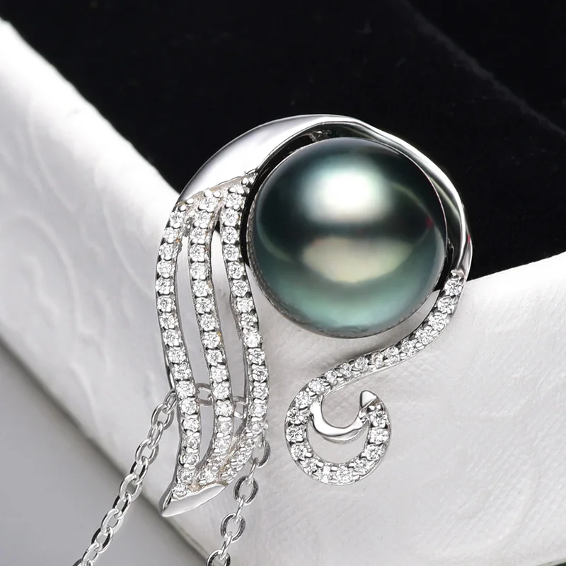 [YS] 10 11 мм Searwater Tahitian Pearl Подвеска из стерлингового серебра 925 пробы жемчужное