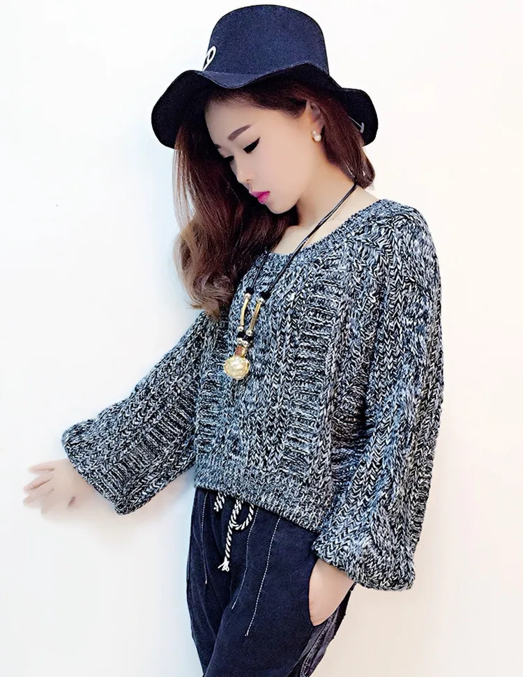 2019 Autumn New Women's Knitting Pullovers Sweater Candy Color Twist Lantern Sleeve O-neck Short Casual Fashion Tops T97620D | Женская