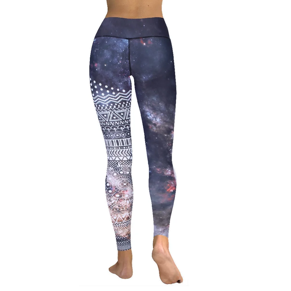 JIGERJOGER Brown Galaxy Aztec printed Women's yoga Leggings high Rise cropped pant fitness compression tights free drop shipping |