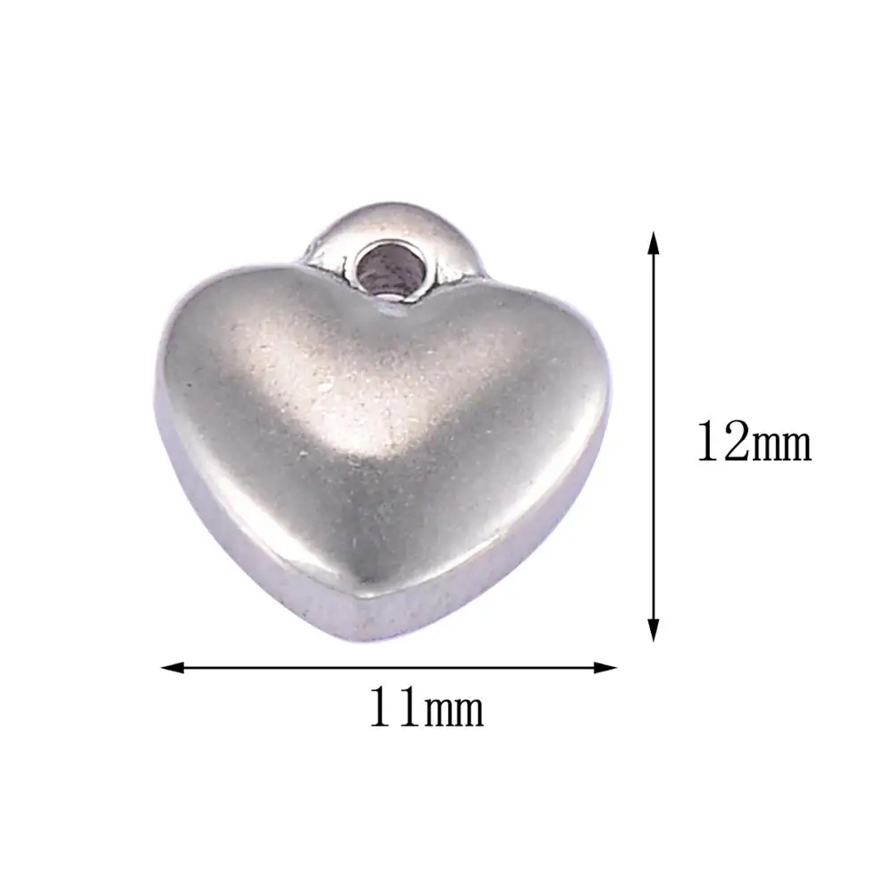 5 шт. серебряные подвески в форме сердца из нержавеющей стали | Украшения и