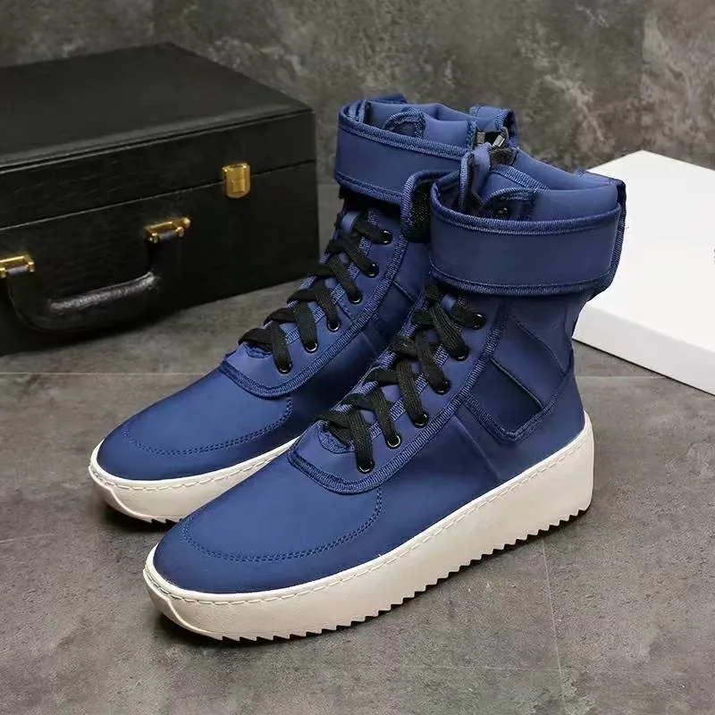 Мужские кроссовки в стиле милитари кожаные ботильоны на платформе со шнуровкой и