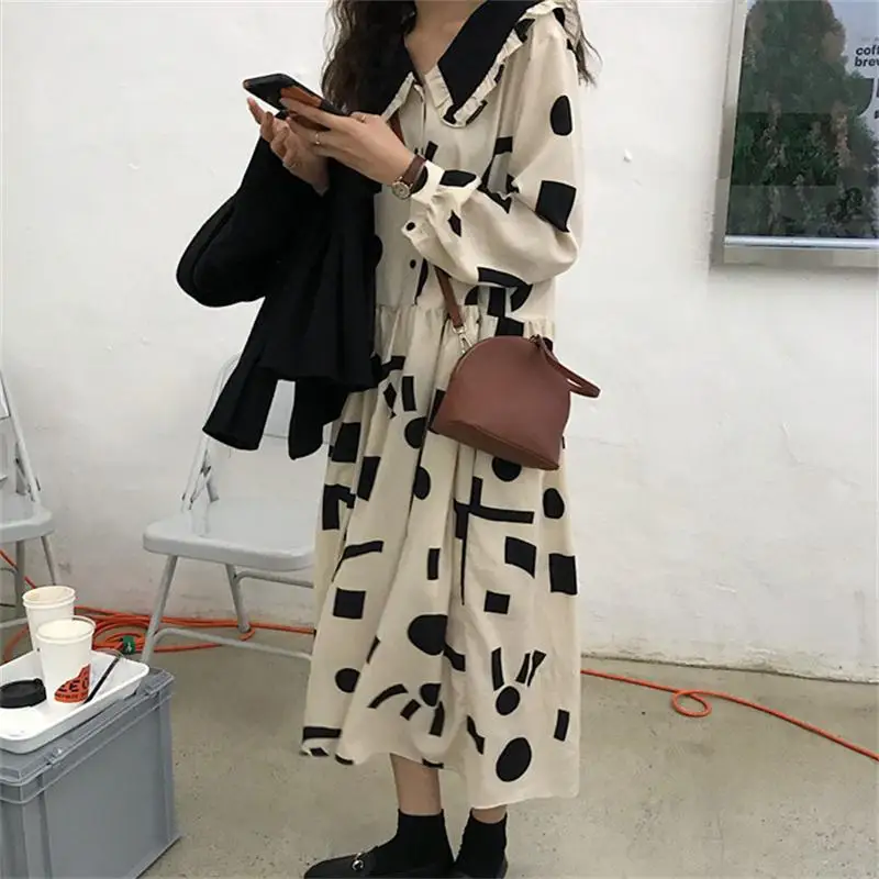 Женские платья в японском стиле Harajuku Ulzzang повседневное Свободное платье с