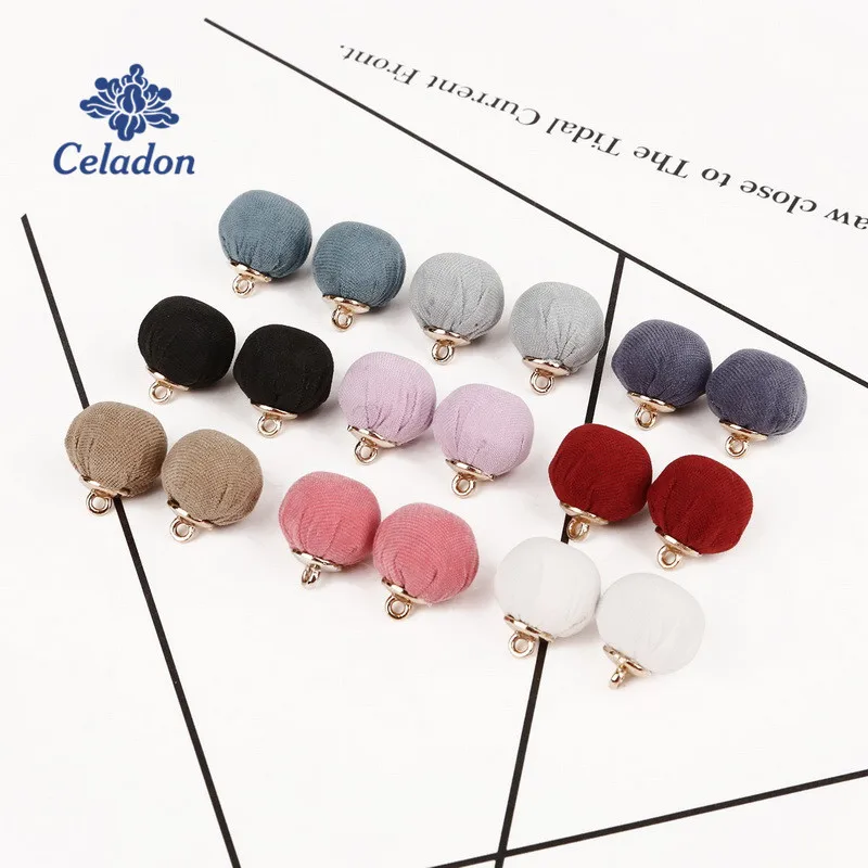 10 шт./лот 13 мм многоцветные покрытые тканью бусины Подвески круглый шар кулон для