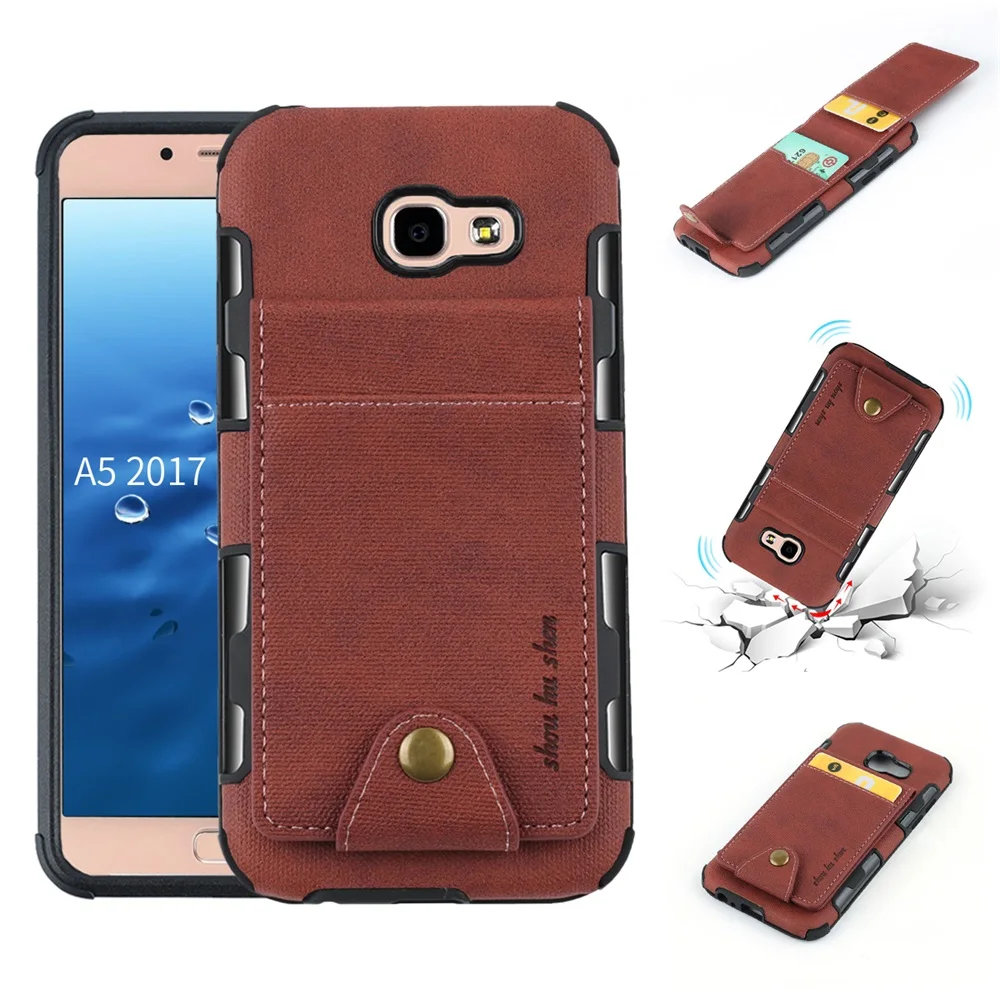 Ударопрочный чехол для телефона с карманами для карт для samsung Galaxy A3 A5 A7 J5 J7 Max Neo Pro J2 Prime, двойной чехол - Цвет: Brwn