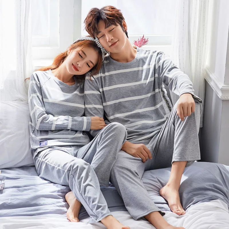 Новая весенне-осенняя Пижама для влюбленных Женская хлопковая милая и летняя