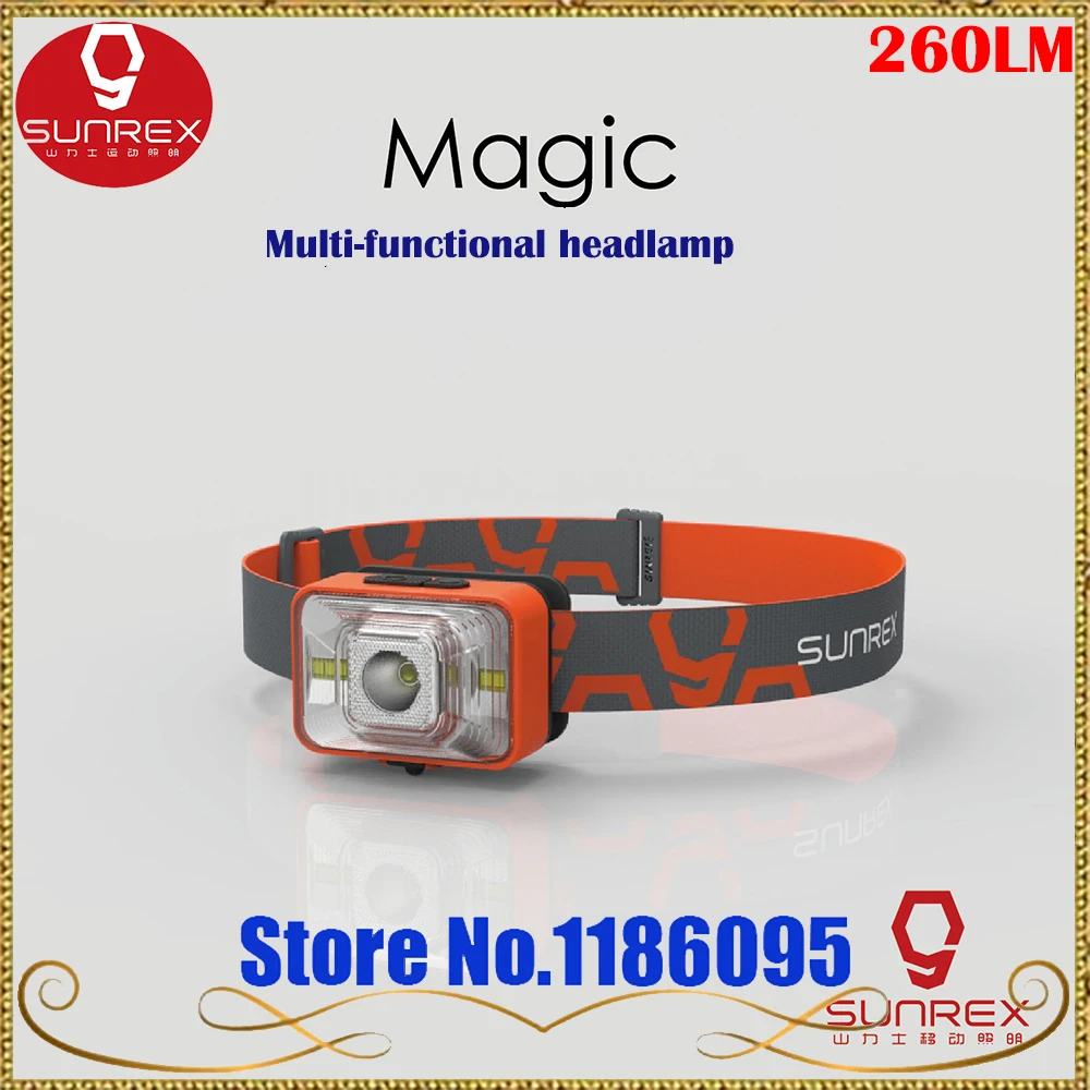 Sunrex Magic ультра-светильник IPX5 Водонепроницаемый 260 люмен походный кемпинг светодиодный налобный фонарь как Передний фонарь для велосипеда, задний фонарь для велосипеда