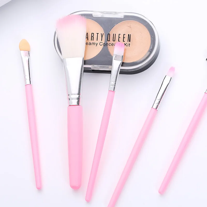 Женские кисти для макияжа 5шт высокого качества для нанесения пудры, теней, туши, румян. Набор для начинающих. Горячая распродажа. Косметический инструмент.