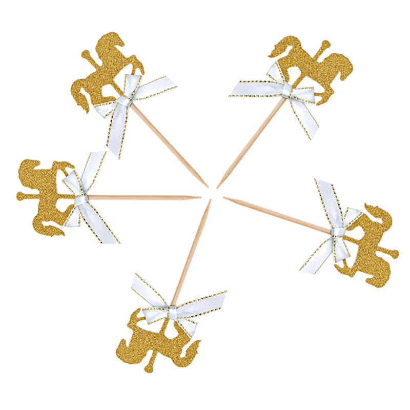 5 шт. DIY украшения для торта в форме лошади топпер кекса с галстуком бабочкой