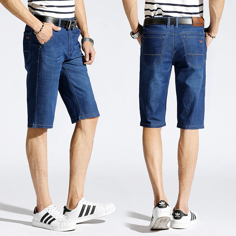Мужские джинсовые шорты летние хлопковые для бега длиной до колена|Мужские