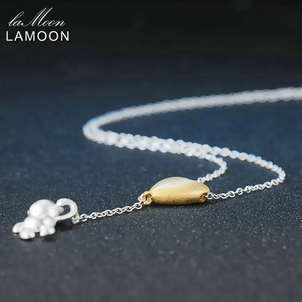 LAMOON 2017 New WireDrawing Love Heart &amp Little Bear Pendant Necklace 925-Sterling-Silver 2 Colors Jewellery for Women NY011 | Украшения