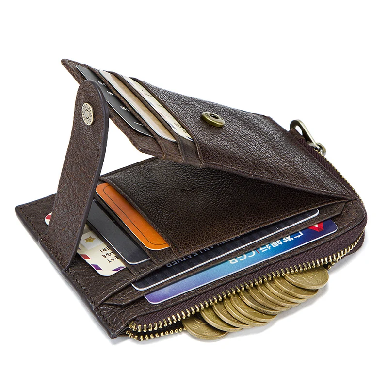 CONTACT'S Мини кошелек RFID для мужчин из натуральной кожи кредитных карт в винтажном