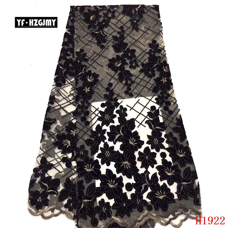 

YF HZGJMY High Quality France Lace Fabrics 2019 Tulle Embroidered African Lace Fabric Velvet Nigeria Net Lace Fabric A1922-1