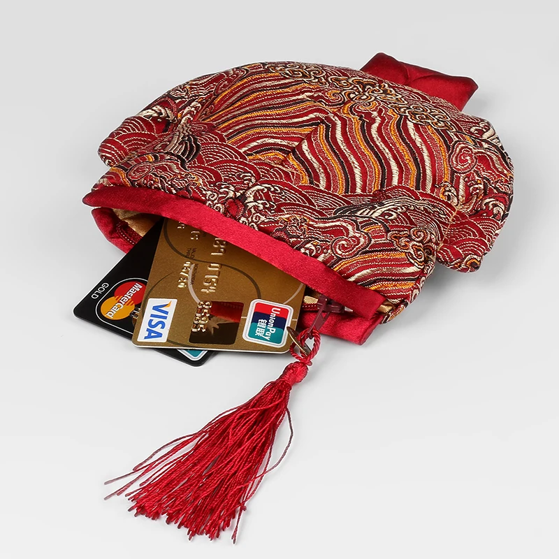 New Wave Small Gift Bags for Jewelry Silk Brocade Pouch Retro Ethnic Coin Purse Ladies Credit Card Holder Bracelet 10pcs | Украшения и