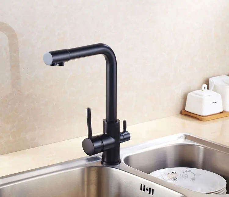Black color Фильтр смесители для кухни на бортике смеситель кран 360 Вращение с очисткой воды особенности кран-смеситель для кухни - Цвет: Black color