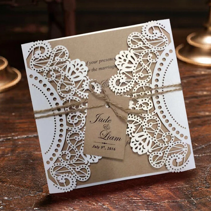 Свадебное приглашение белые кружевные Пригласительные открытки список