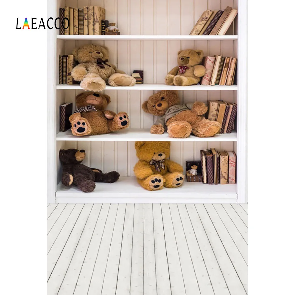 Laeacco игрушки медведя деревянная полка сцена новорожденных фотографии фоны индивидуальные фотографические фоны для фотостудии