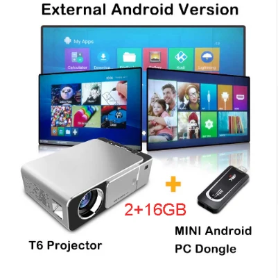 External Android 7.1 WZATCO T6 HD светодиодный проектор 2600 люмен Android 7,1 опция портативный HDMI USB поддержка 4K 1080p домашний кинотеатр проектор - Цвет: External Android 7.1