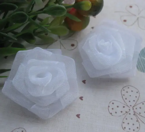 

Upick 10 pcs Organza Flowers Rose Appliques Crafts Wedding Sewing Decorations