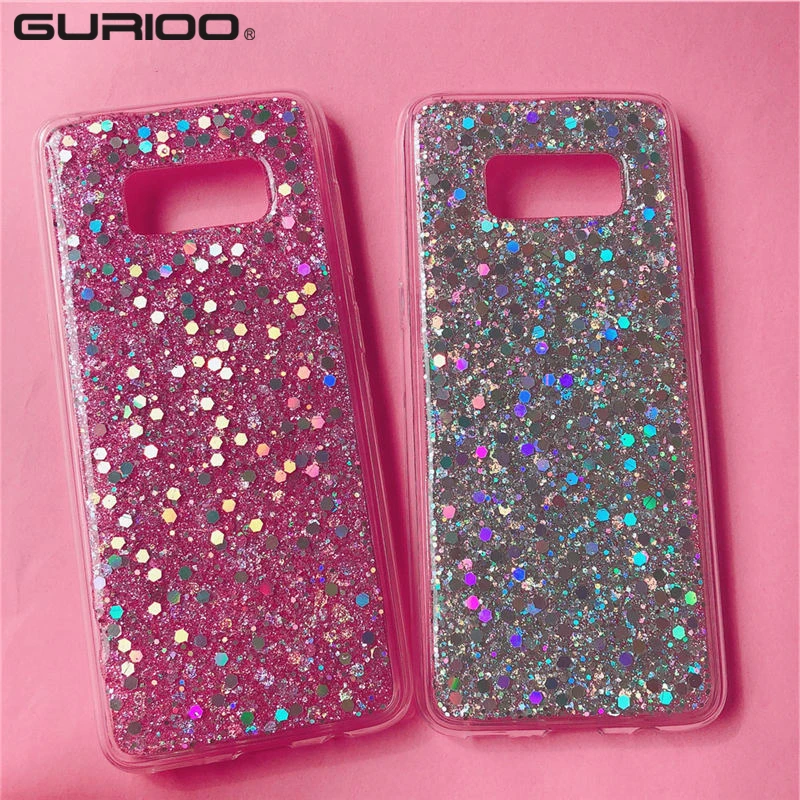 Силиконовые Bling Блестящий со стразами и пайетками чехол для телефона samsung A320 A520 A6
