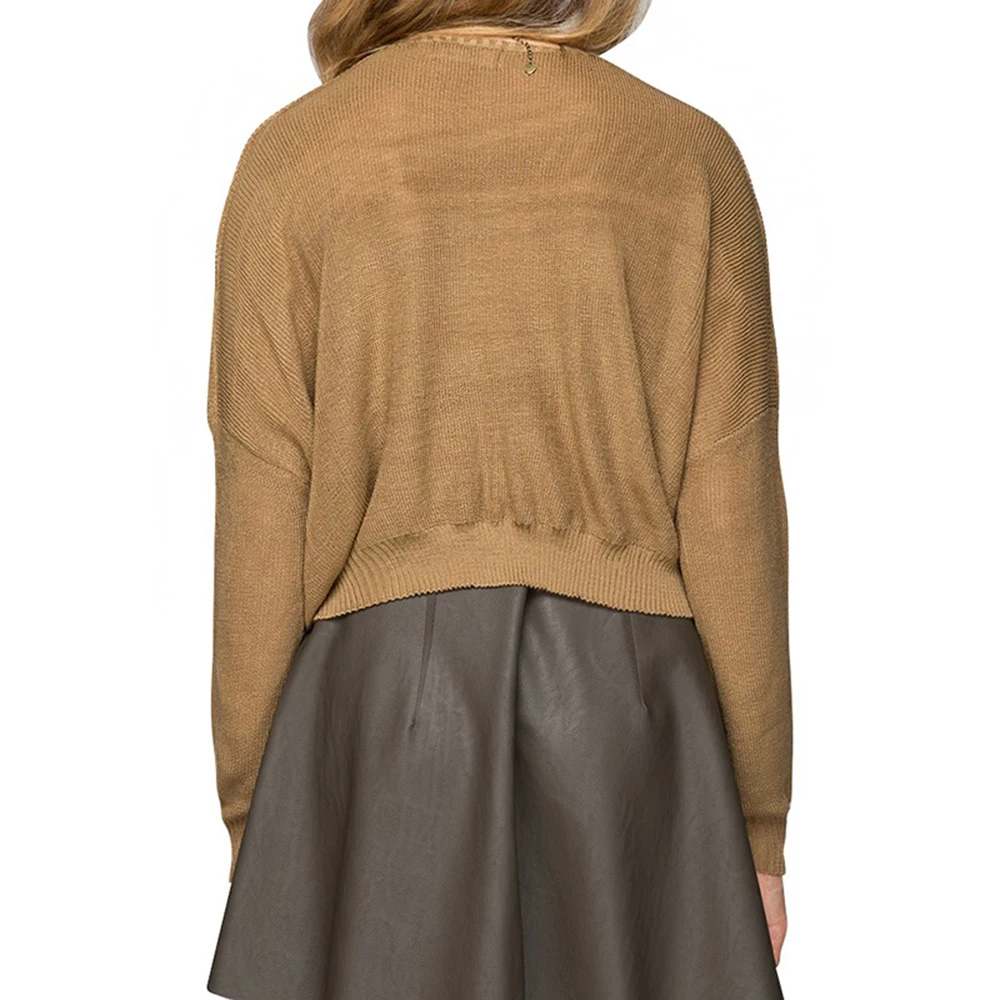 HDY Haoduoyi Brand 2020 Women Sweaters Brown Casual Batwing Sleeve Sexy Top Autumn Winter Ribbed Soft Crew Neck Pullovers Lady | Женская