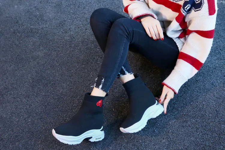 SWYIVY Chaussure Femme; женские ботинки; ботильоны; женская обувь; Новинка года; осенние ботинки с носком; женские черные кроссовки на платформе и танкетке