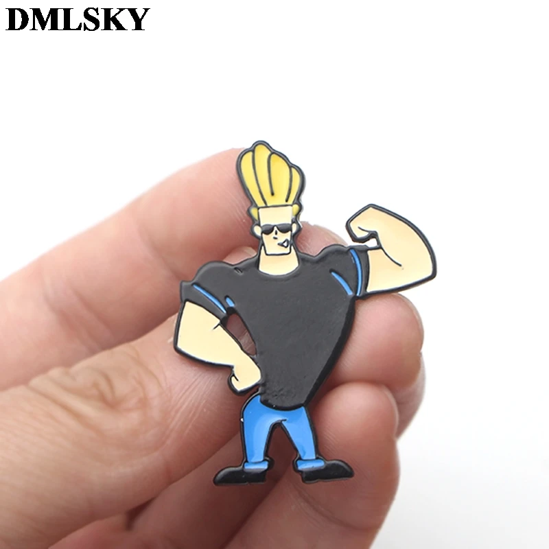 DMLSKY Jonny Bravo, брошь для одежды, металлическая эмалированная булавка для женщин и мужчин, модные броши для рубашки, воротника, значок M3583