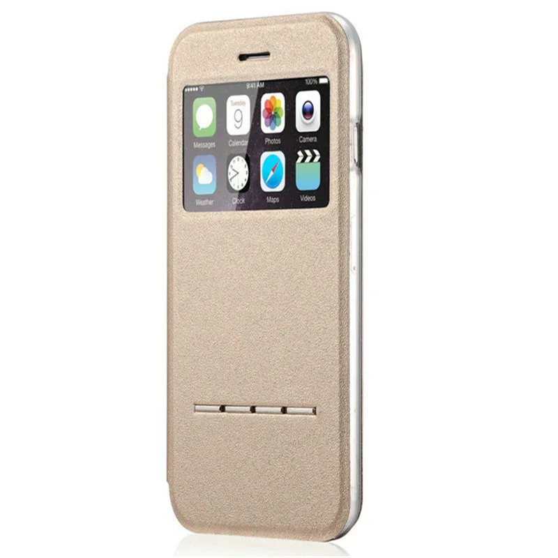 Роскошный чехол с окошком для экрана iPhone 8 7 Plus флип 5S 5C SE 6 6S X скользящий