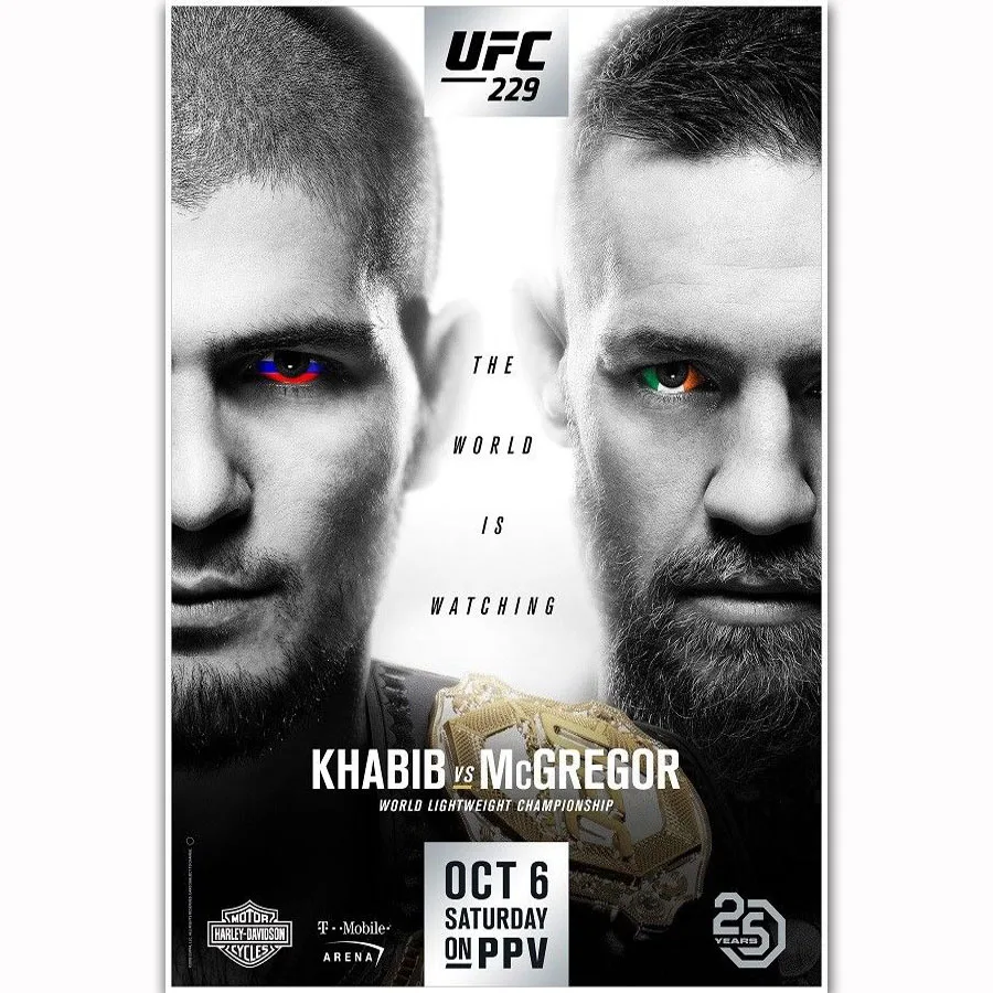 FX1440 Хабиб нурмагомедов против Конора Макгрегора Горячая UFC 229 борьба события плакат Искусство Шелковый светильник холст домашний декор с печатью