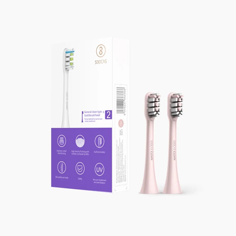 2 pink clean head Soocas X3 X1 без металла Флокирование Сменная головка для электрической зубной щетки чистая насадка для электрической щетки xiaomi soocare головки - Цвет: 2 pink clean head