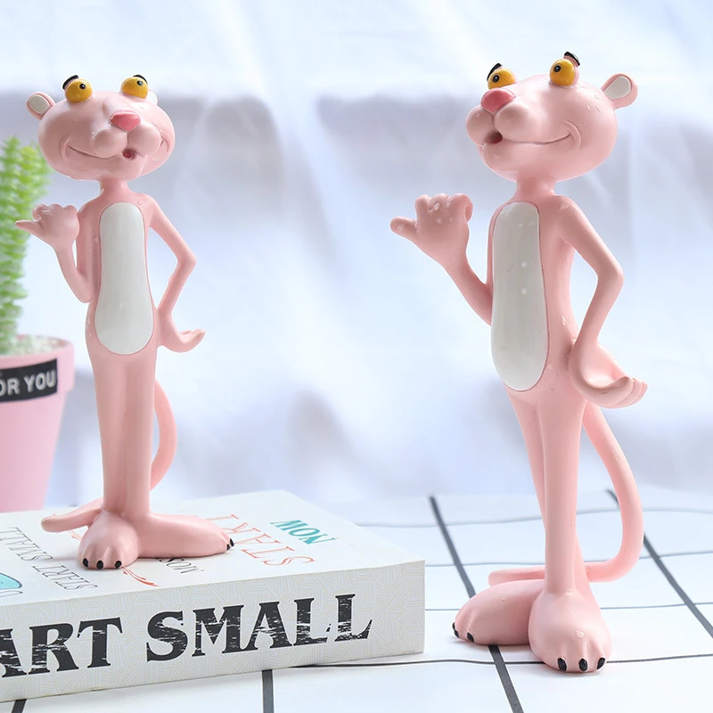 Nordic Resin Pink Panther Figurine Creative Livingroom Office Desktop Cabinet Cartoon Ornament Decoration Display Miniature Prop | Дом и сад