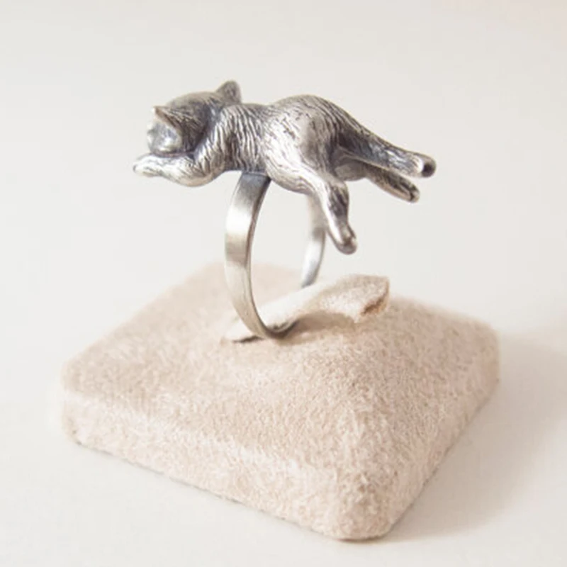 Wholesale Unique Handmade Retro Sleeping Cat Ring Cute Pet Girl Gift Jewelry--12pcs/Lot | Украшения и аксессуары