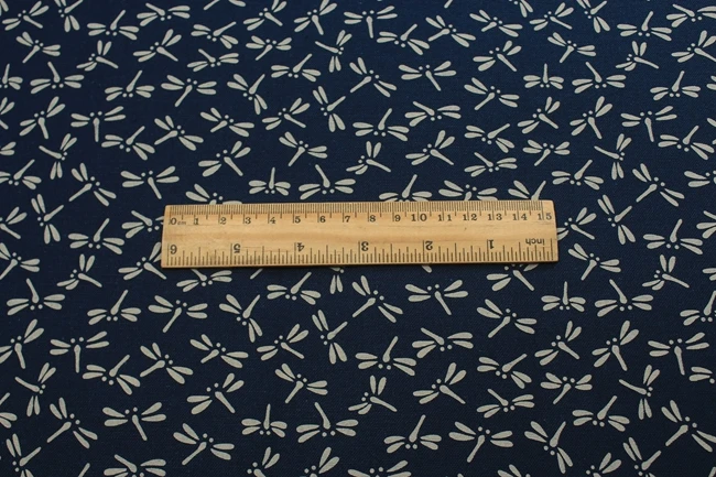 Оригинальный дизайн темно синяя индиго японская стрекоза хлопковая льняная ткань по двору/(ширина: 43