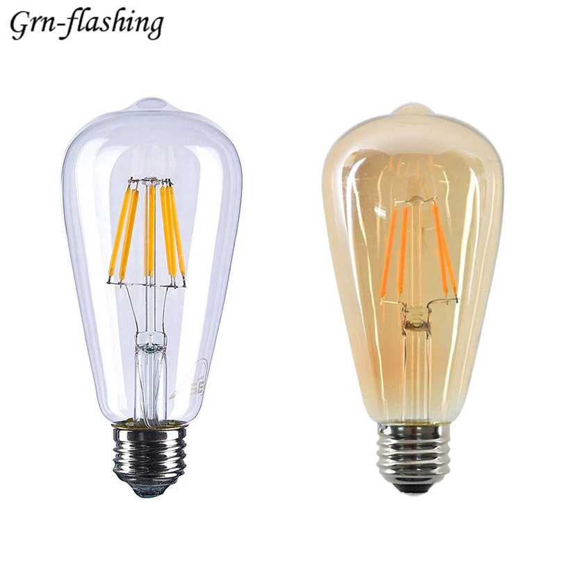 

E27 LED 220V 4W 6W 8W LED Lamp ST64 Edison Vintage Light Bulb COB home lighting bedroom chandelier lamp ampoule Retro decoration