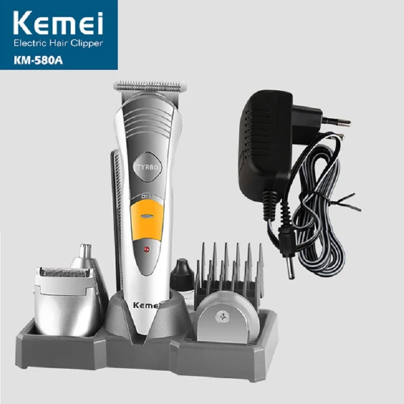 

KEMEI KM-580A 7 In 1 Professional Multinational Hair Clipper Razor Shaver Household Rechargeable Hair Cutting Machine
