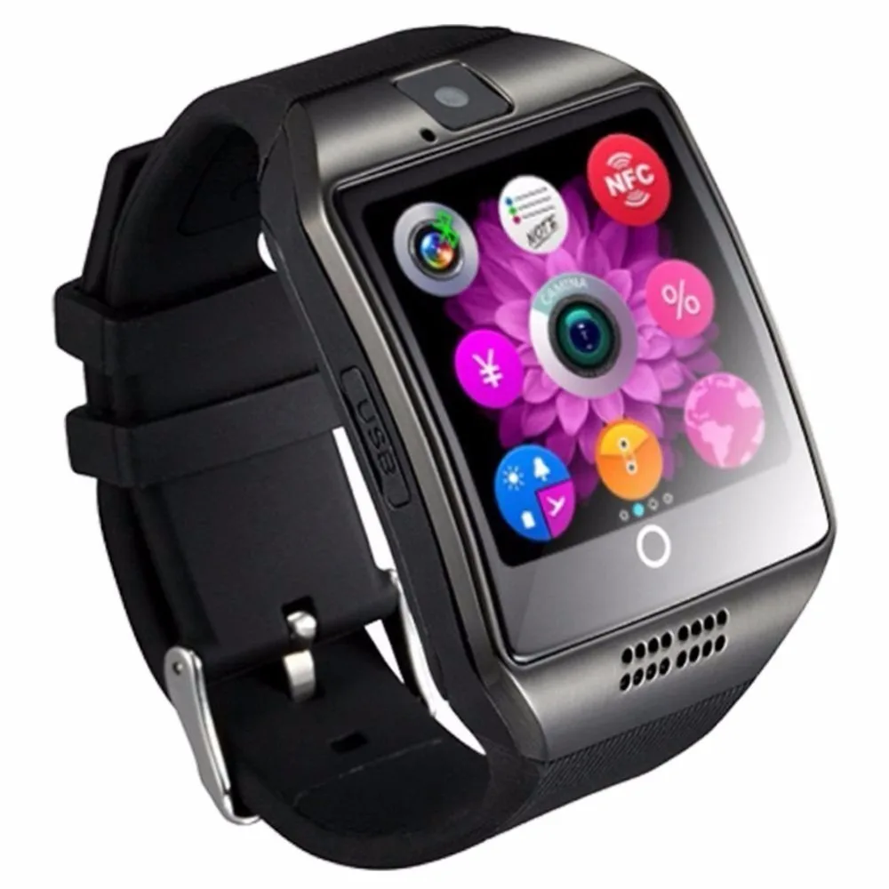 Q18 Шагомер Смарт часы с Сенсорный экран камера TF карта Bluetooth SmartWatch для Android IOS