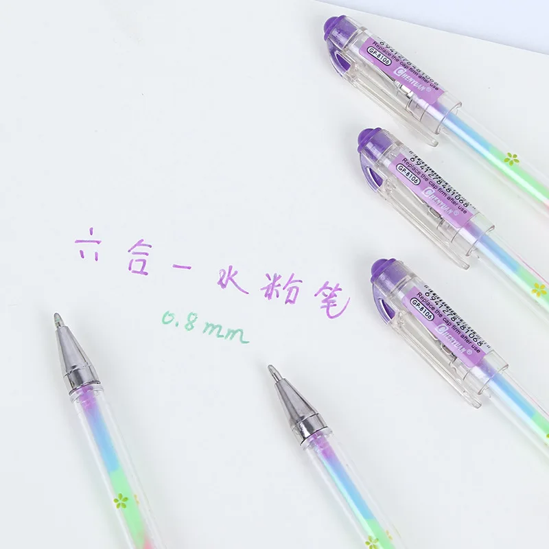 30 pcs wholesale Color Pen Creative Stationery 6 Colors Combined With Water Chalk Neutral Diy Pastel Pen Korean Colorful