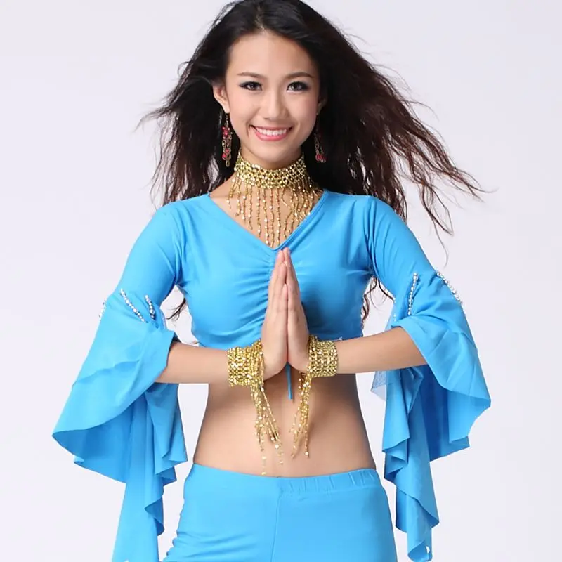 Женский костюм для танца живота топ с серебряными бусинами подвесная цепочка