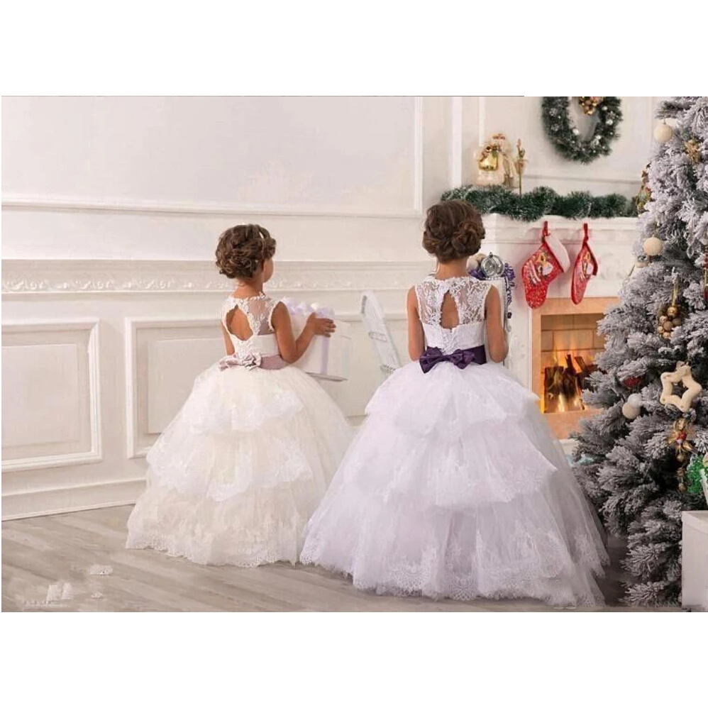 Коллекция 2016 года vestidos comunion ninas недорогие кружевные платья с цветочным узором для