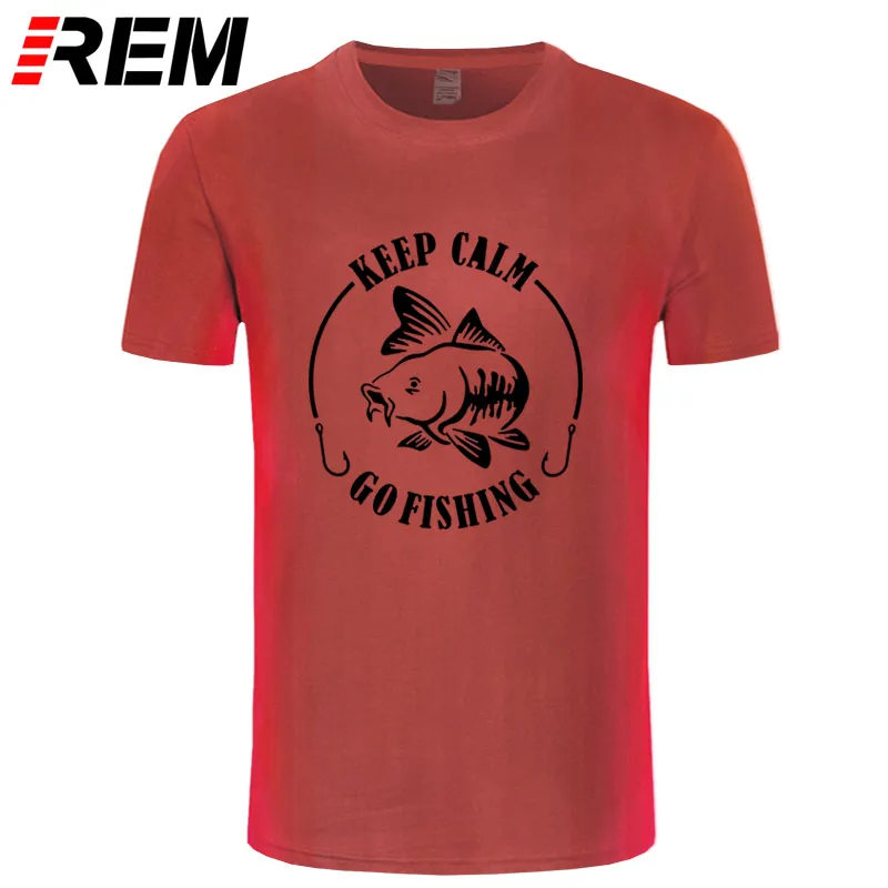 REM Keep Calm Go Fishinger футболка юмором карпом печать мужская брендовая Футболка Высокое качество хлопок o-образным вырезом короткий рукав Футболка