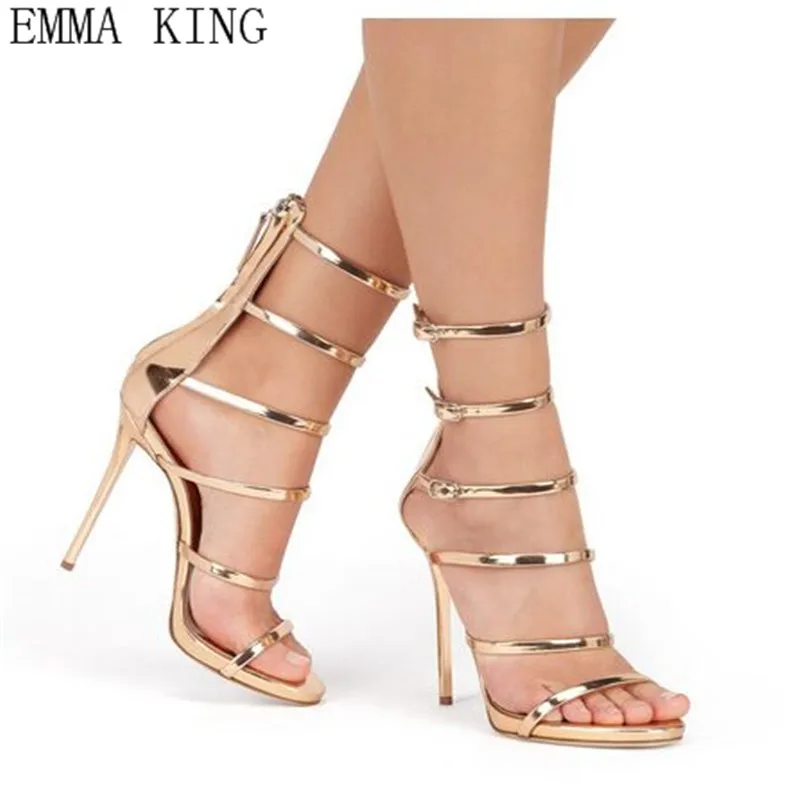 New European Roman Sandals Thin Buckle Stiletto High Heels Sexy Hollow Women's Shoes | Обувь